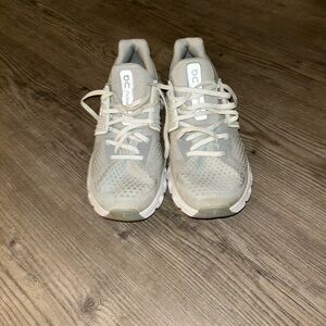 White and Grey On Cloud Sneakers, size 10 W